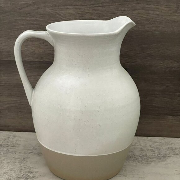 Amber Lewis Anthropologie Jayme Two-Tone Handled Porcelain Pitcher 125oz 10.25"H - Picture 4 of 11